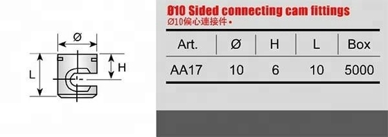 10mm 캠 볼트 및 M6 도벨 가구 연결 장치